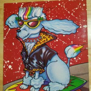 Vintage Lisa Frank Skateboarding Poodle Stuart Hall #8494 Folder